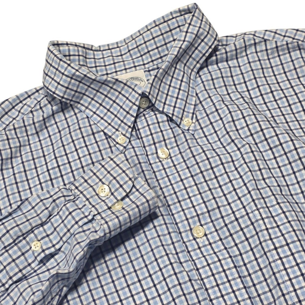 Brooks Brothers Regent Fit Shirt Mens XL Blue Cotton Check Button Down‎ LS